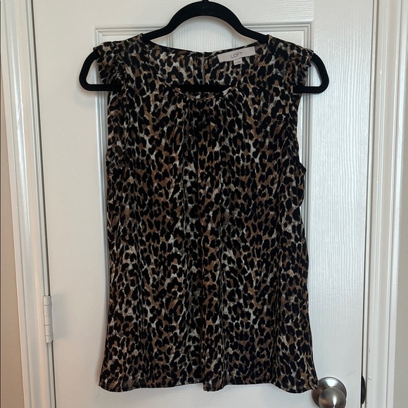 LOFT Leopard Ruffle Blouse - Picture 1 of 7
